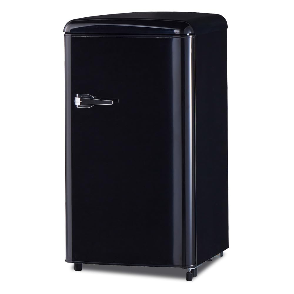 アイリスプラザ/レトロ冷蔵庫/ブラック/81L 冷蔵庫 81L レトロ 小型 一人暮らし 2ドア 幅48cm PRR-082D-W
